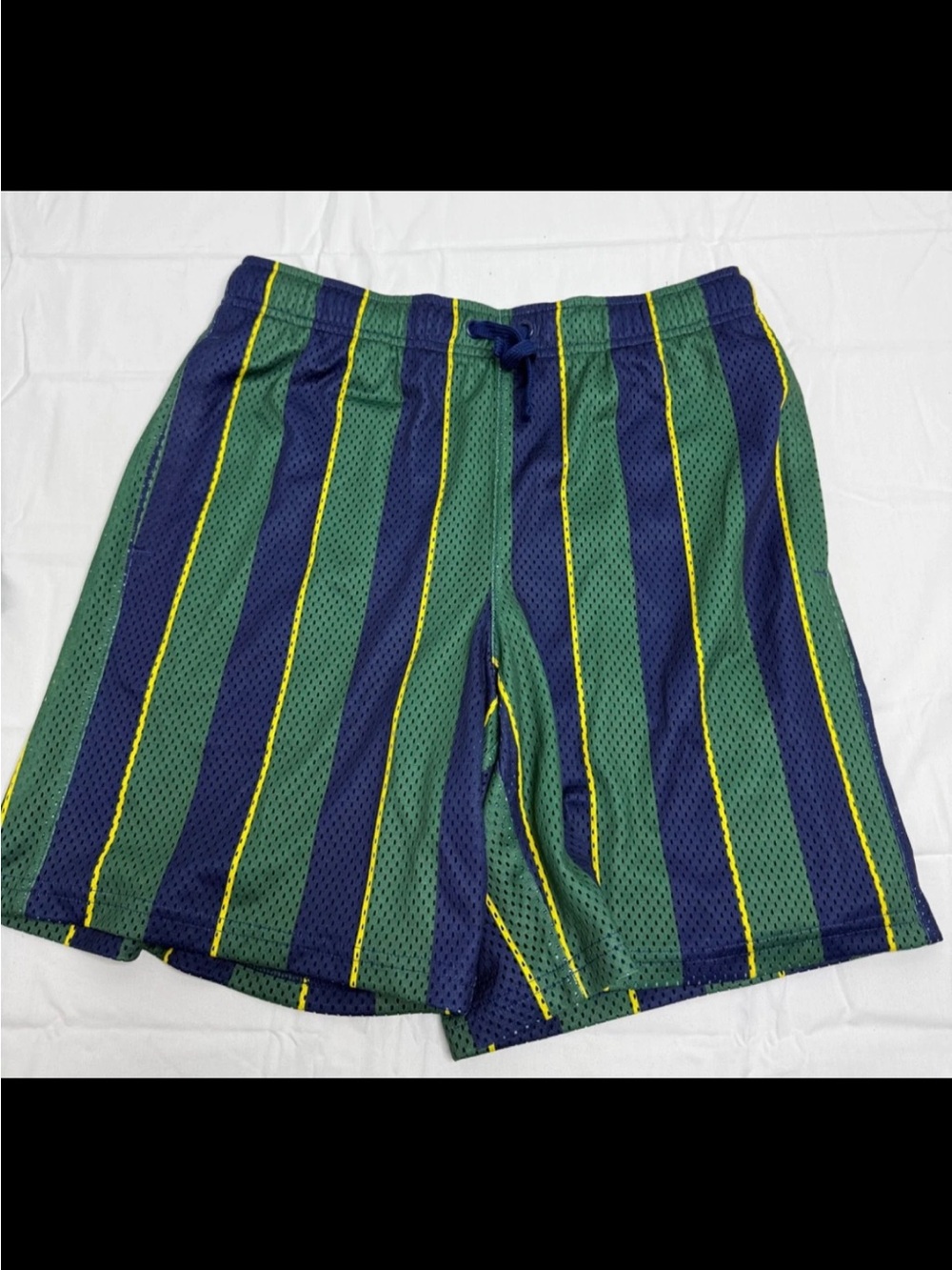 DGS NWT Kids Green & Navy Striped Mesh Athletic Shorts